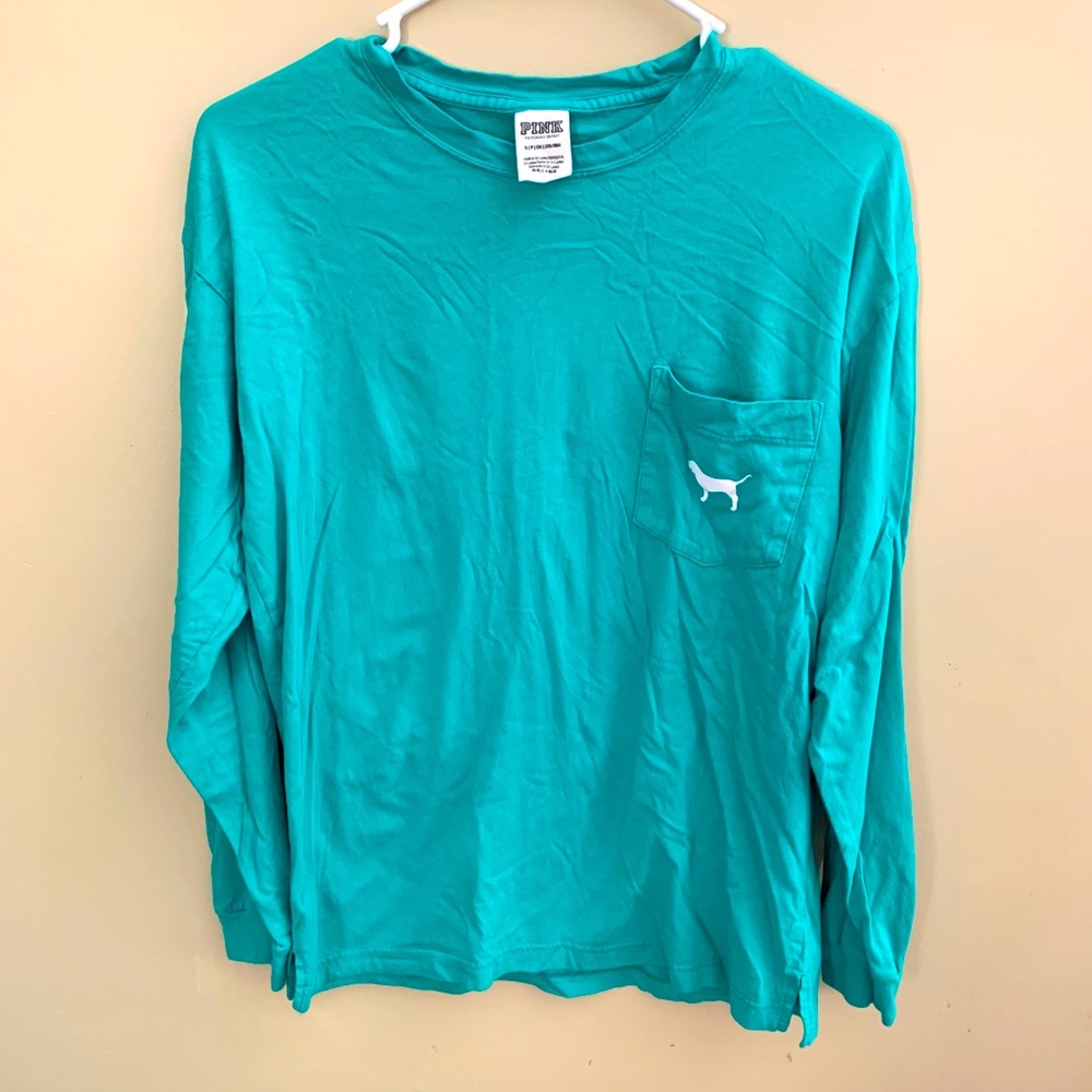 Women’s long sleeve pink Victoria secret pocket t